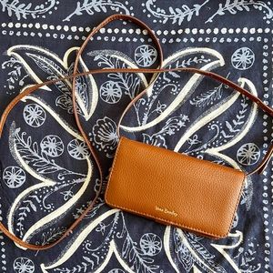 Vera Bradley Brown Leather RFID Wallet with Buckle Strap